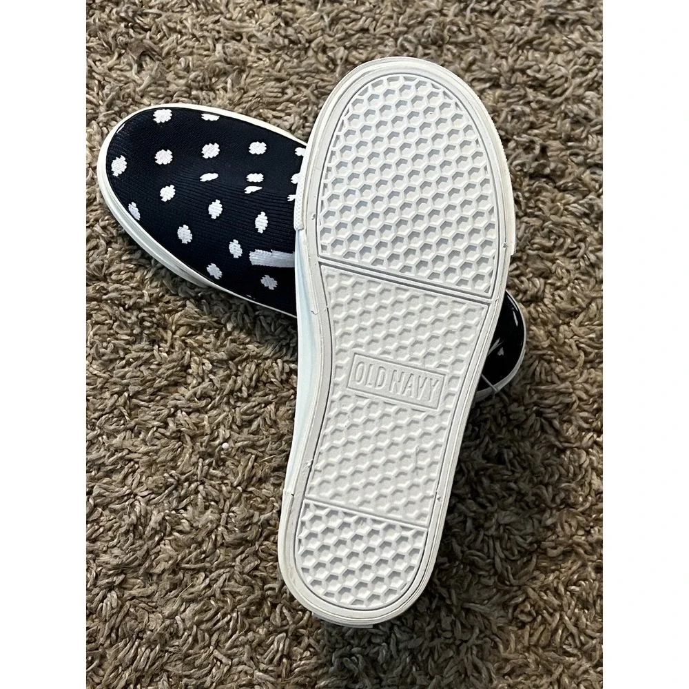 NWT Old Navy Girls‎ Unisex Slip-on Casual Shoes Navy Blue Polka Dot Size 2
